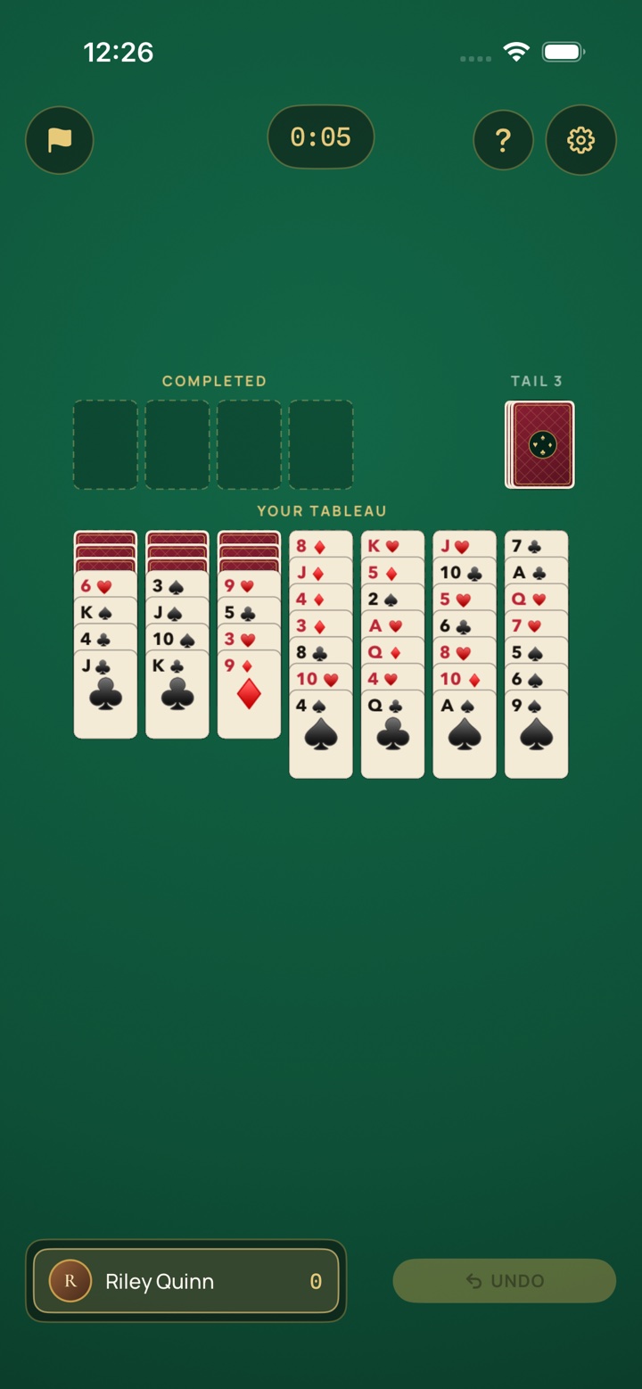 Scorpion solitaire — seven columns building same-suit runs in place